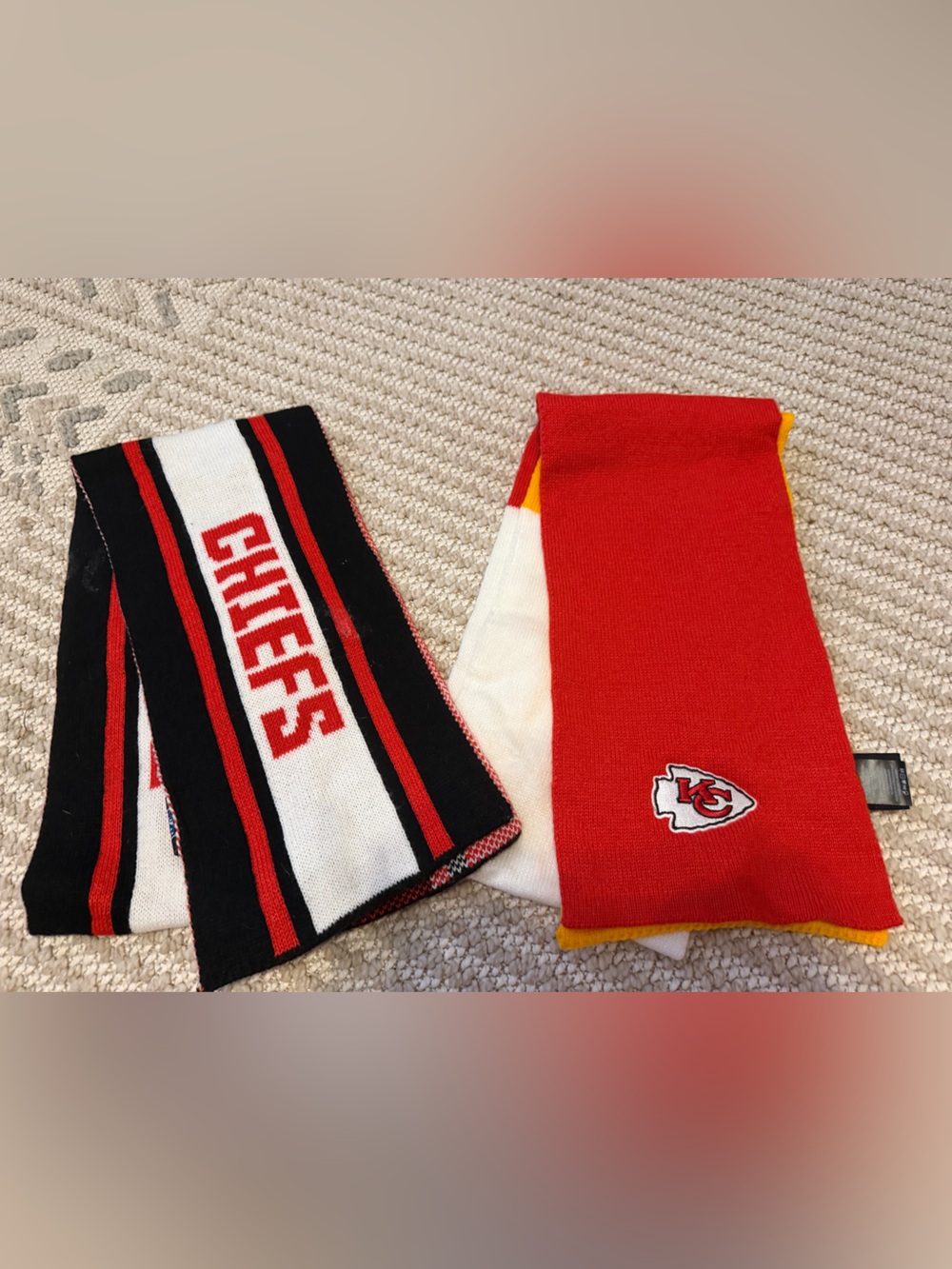 NFL Kansas City Chiefs Red, Black & White Fan Scarf Set